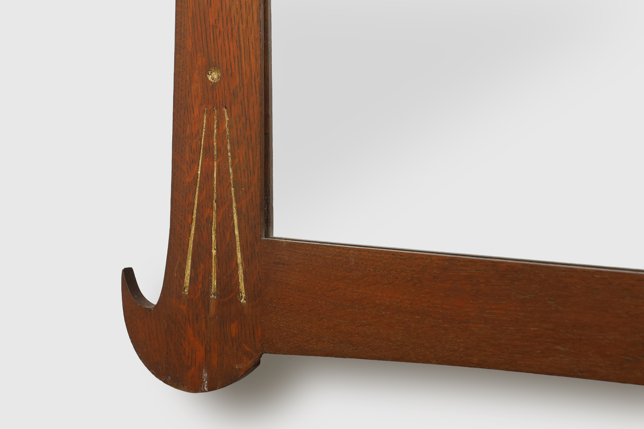 Art Nouveau Mirror in Oak with Gilded Inlay, France ca. 1915thumbnail